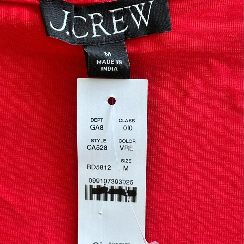 NEW J. CREW‎ Squareneck cap-sleeve top in stretch cotton blend red Size Medium - Picture 3 of 7